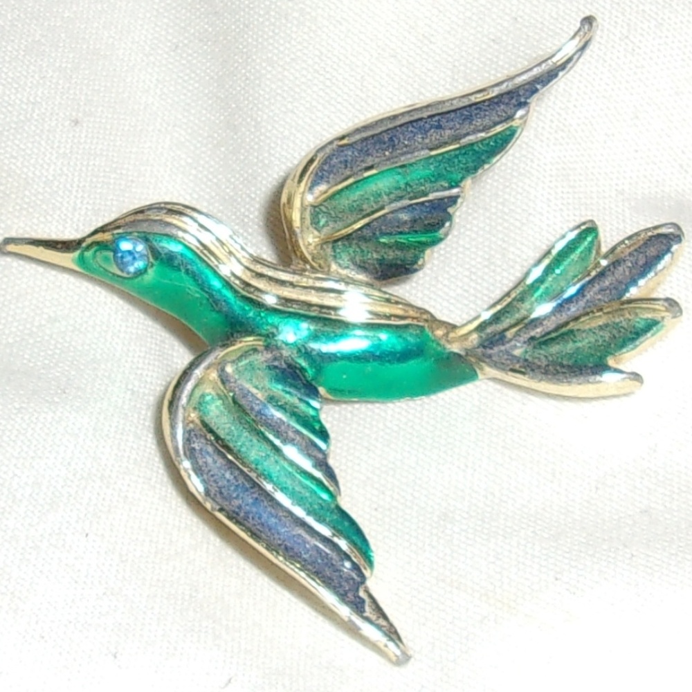 4 FOR $40~Bird In Flight Green and Blue Enamel